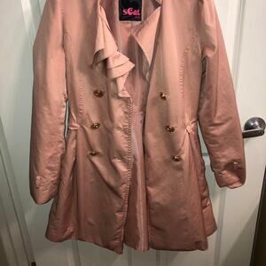 Pink Renaissance Coat Gold Buttons Epaulettes Lace Up Back Bridgestone Steampunk